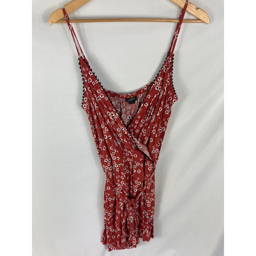 Ann Taylor LOFT Sleeveless V Neck Floral Romper Pink Size Medium